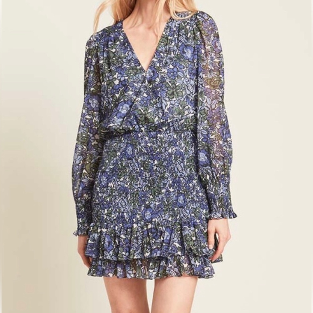 NWT Veronica Beard 100% Silk Saera Blue Floral Dress